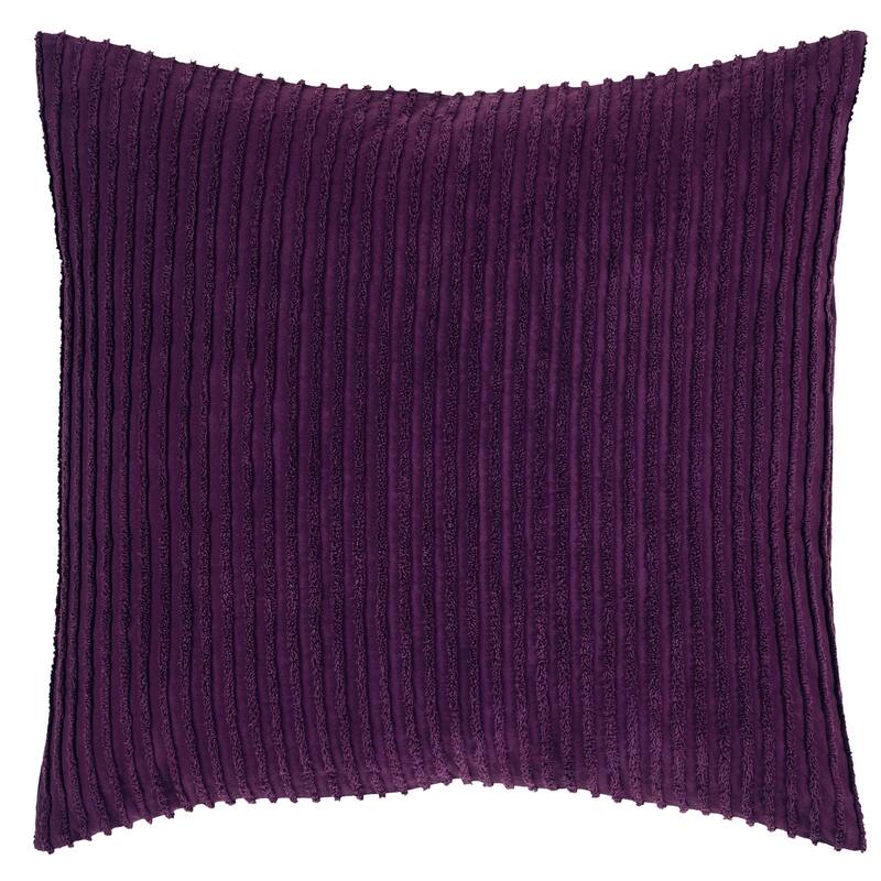 Better Trends Jullian Bold Stripes Design 100% Cotton Tufted Shams Machine Washable Tumble Dry - Plum - Euro Sham