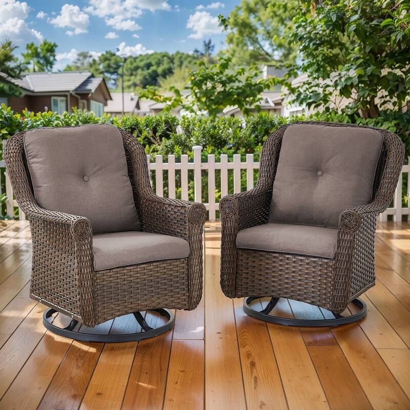 Gymojoy Outdoor Wicker Swivel Glider Chairs with Cushions