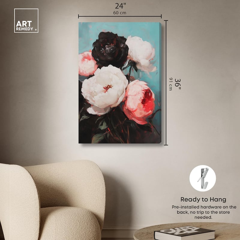 Three Shades of Peony III Canvas by Art Remedy, Gallery Wrapped