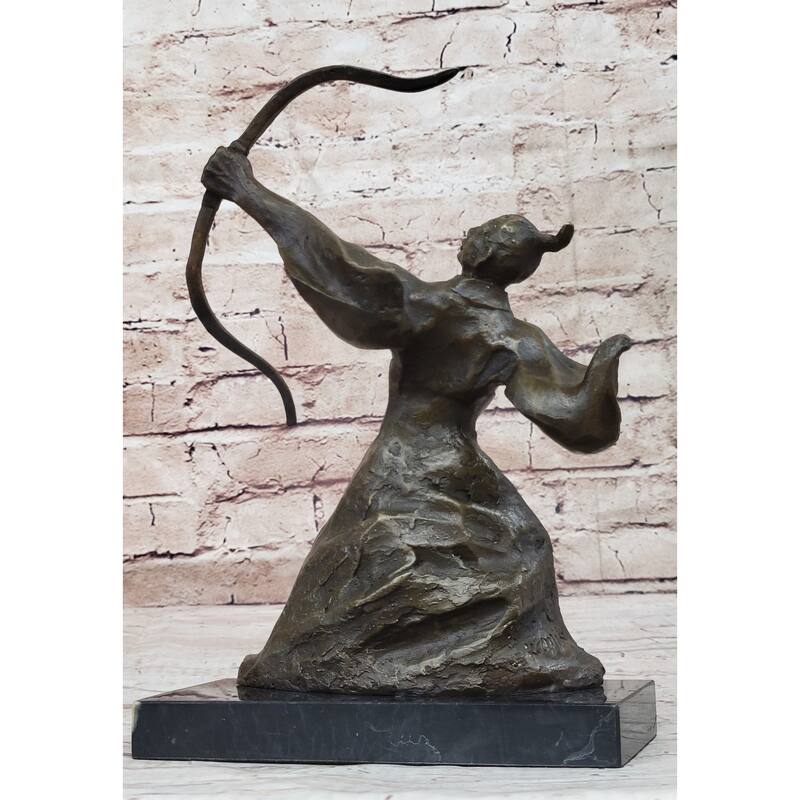 Japanese Samurai Warrior Archer W/ Bow - Bronze Statue Sculpture Figure By Kamiko