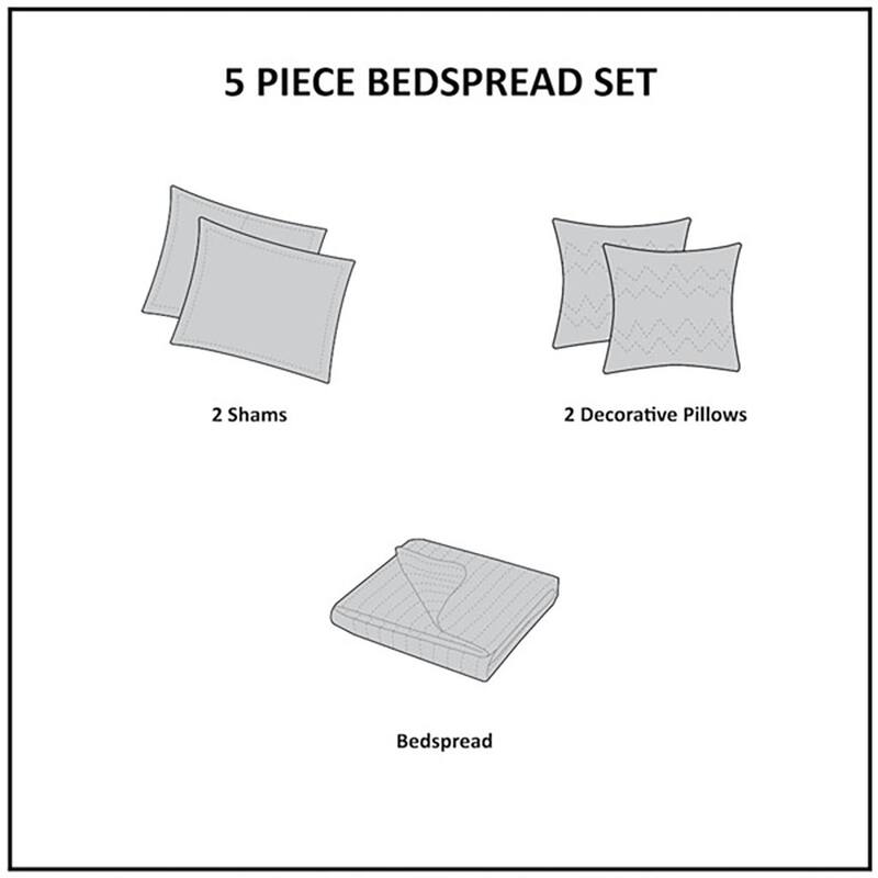 GDF Studio - Princeton 5-Piece Reversible Jacquard Quilt Set with Decorative Pillows