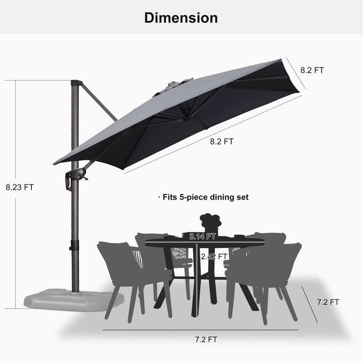 PURPLE LEAF 8 ft 360 Degree Rotation Patio Umbrella With Base