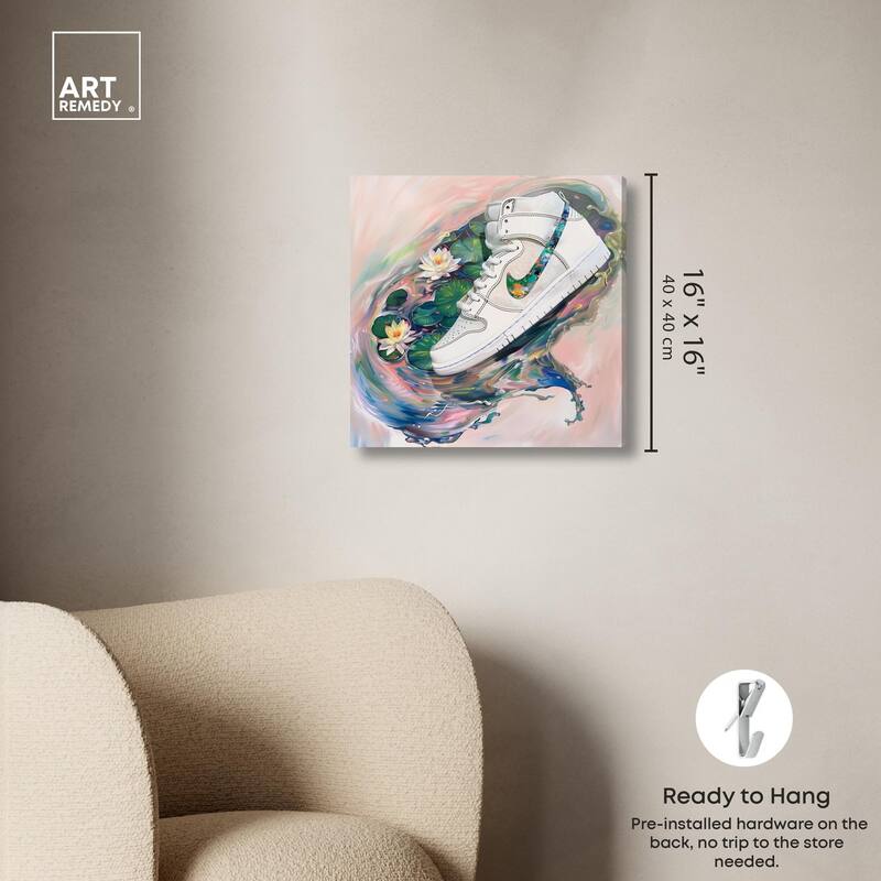 Lilypads Sneaker Splash Canvas by Art Remedy, Gallery Wrapped
