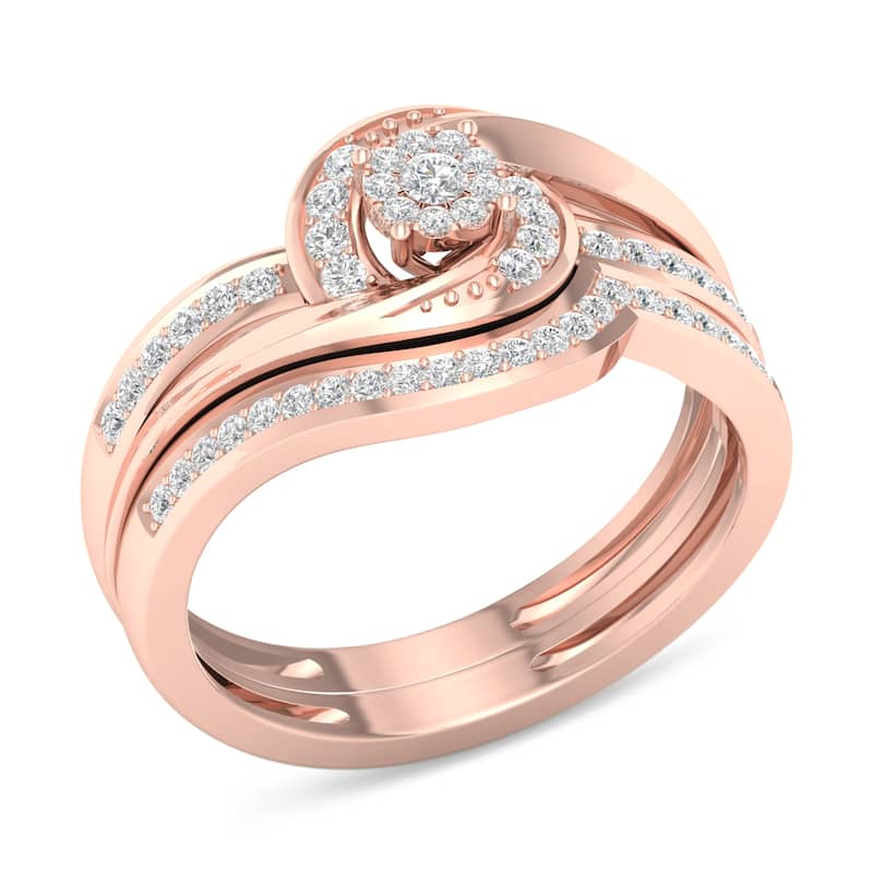 1/3ct TDW Diamond Bypass Bridal Set in 10K Gold for Women