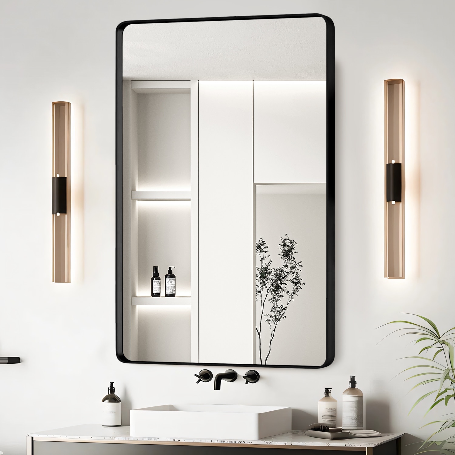 24x30 Inch Black Aluminium Frame Bathroom Mirror