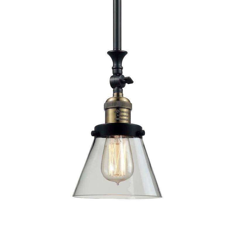 Innovations Lighting Small Cone 6" Wide Adjustable Mini Pendant - Black / Antique Brass / Clear