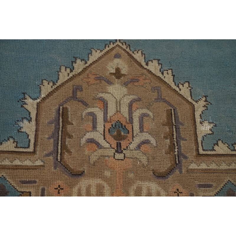 Blue Tabriz Vintage Persian Area Rug Hand-Knotted Wool Carpet - 9'4" x 12'7"