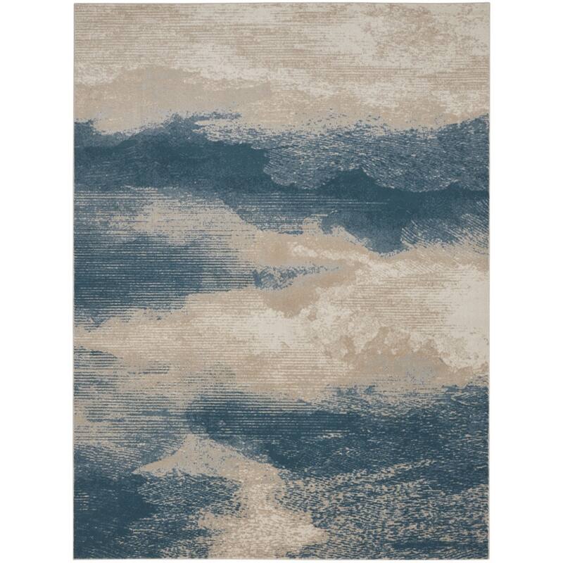 Power Loomed Abstract Modern Non Skid Stain Resistant Area Rug - 126' X '94' X '0.5
