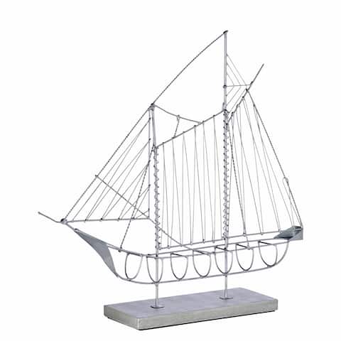 Handmade Wire Sailboat Gray Sculpture (Philippines) - 3 x 13 x 12