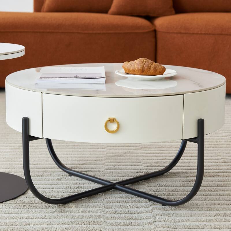Modern Marble Nesting Table, Round Coffee Table Set of 2 End Table f Stacking Side Tables