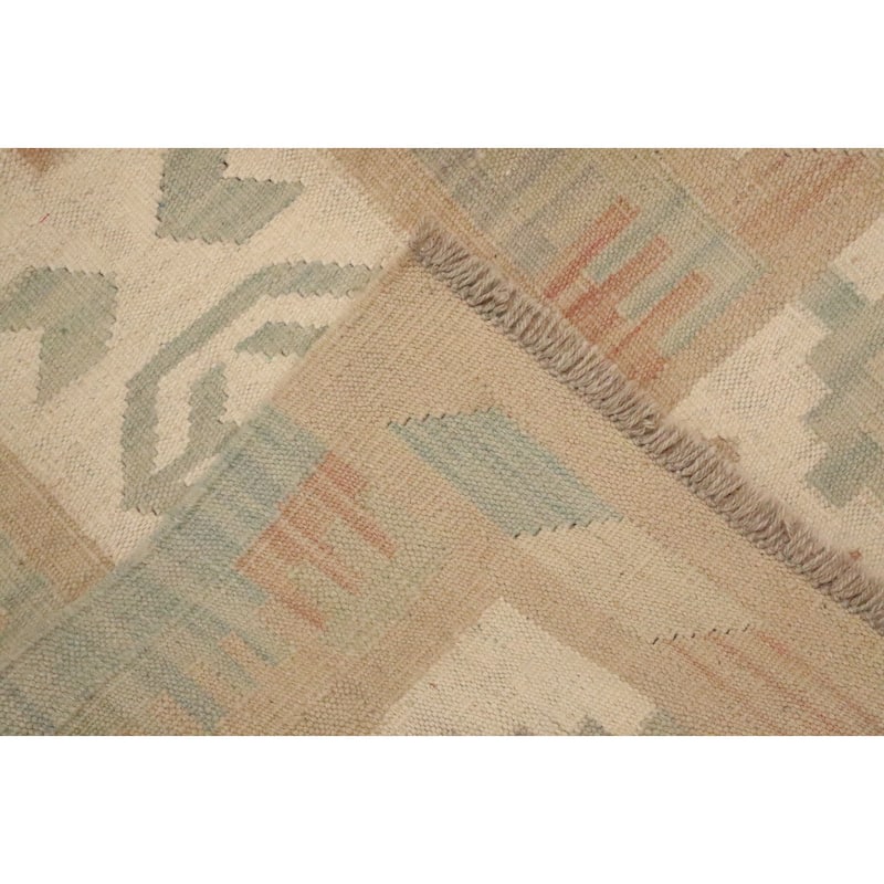 Hand Woven Oriental 100% Wool Carpet Southwestern Tribal Green Kilim Area Rug - 8' 2'' X 5' 10''