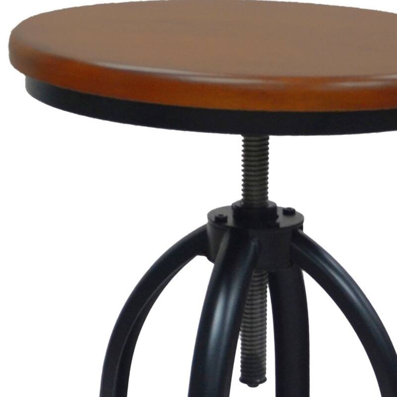 30" Adjustable Height Swivel Bar Stool with Solid Wood Round Seat and Steel Frame Includes Footrest - 30" H x 16" W x 16.5" D