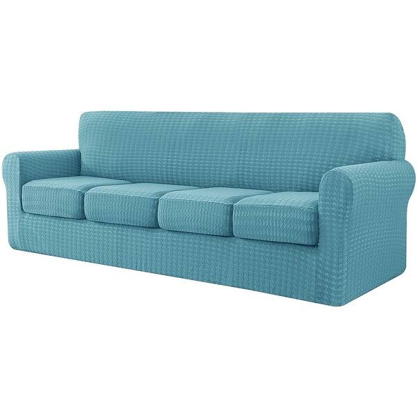 CHUN YI Houndstooth Fabric XL-Sofa Slipcover with 4 Cushion Covers