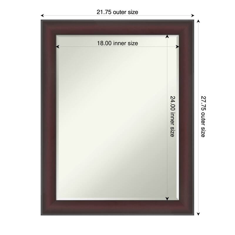 Grand Narrow Half-Inch-Bevel Framed Wall Mirror - 22 x 28 in - Grand Cherry Narrow
