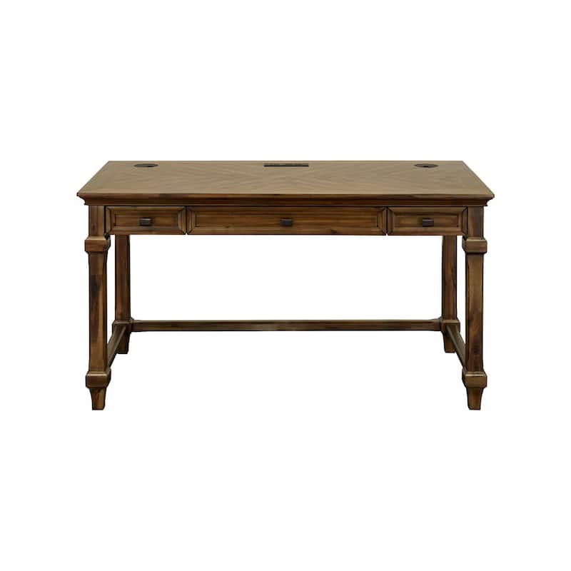 Traditional Wood Writing Desk, Office Desk, Storage Table, Brown