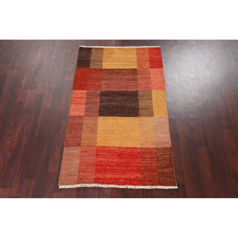 Geometric Gabbeh Kashkoli Oriental Area Rug Wool Hand-knotted Carpet - 3'1" x 5'4"