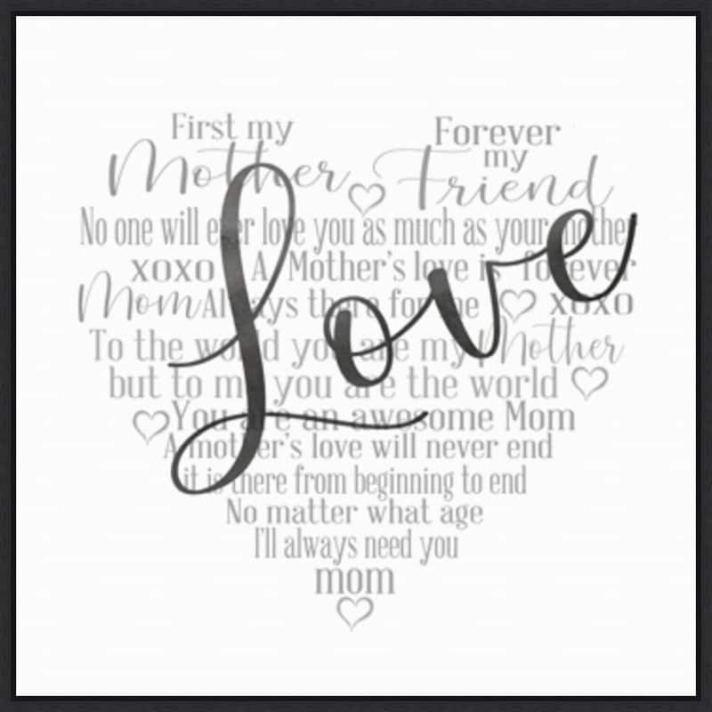 Mother's Day Heart Love by Cynthia Coulter Framed Canvas Art - 22 x 22-inch