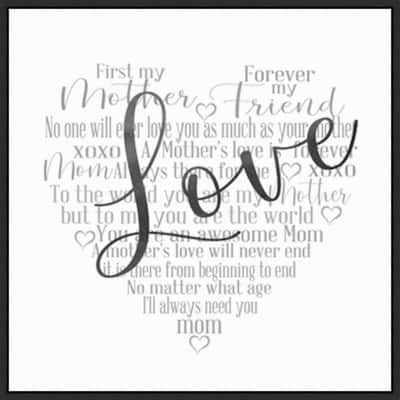 Mother's Day Heart Love by Cynthia Coulter Framed Canvas Art - 22 x 22-inch
