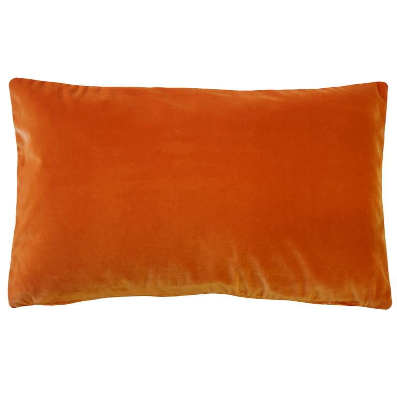 Pillow Decor Castello Soft Velvet Throw Pillows (3 Sizes, 18 Colors) - 12" x 19" - Cover Only - Sedona Orange