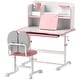 preview thumbnail 10 of 8, Kids Desk and Chair Set, Height Adjustable Kids School Study Desk and Chair Set with Tilt Desktop - Pink