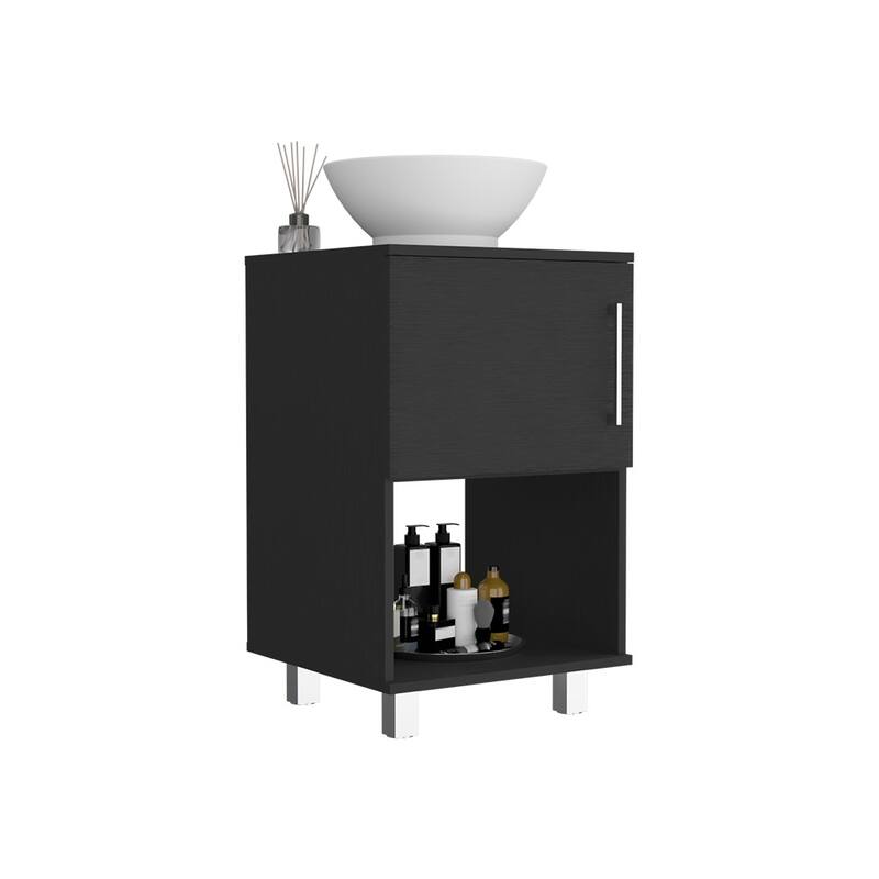 Modern Bathroom Vanity Cabinet with Four Legs, FSC Certified, and Open Shelf - 17.71in L