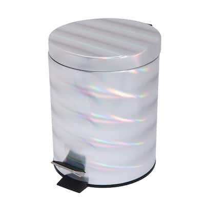Bath Bliss Holographic Round Step Pedal Trash Can - 8"Rd x 10.4"H