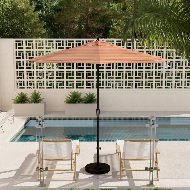 North Bend 9-foot Round Auto-tilt, Bronze Finish, Sunbrella Patio Umbrella by Havenside Home - Dolce Mango