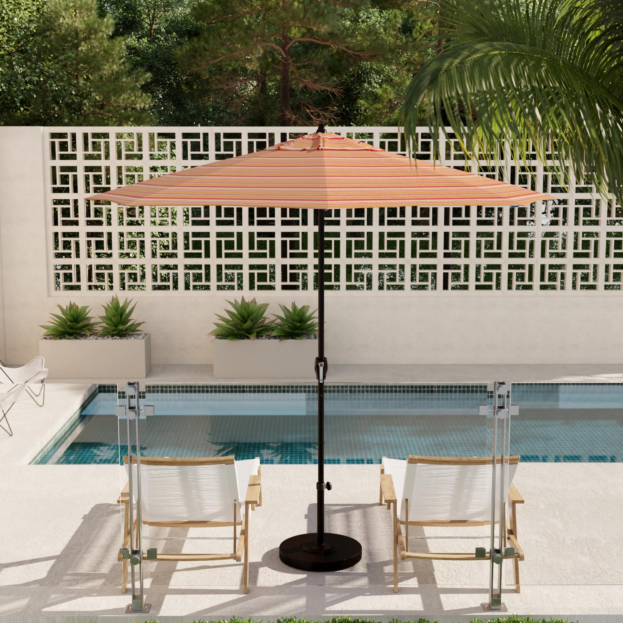 heavy duty aluminum round patio tilt umbrella PURPLE LEAF 8' Market with Base Outdoor Table Umbrellas Frame Sun Shade with 8 Sturdy Ribs for Garden Deck Lawn Pool Light Gray : Patio The premium polyester canopy is waterproof Kingdura 11ft Offset Cantilever Patio