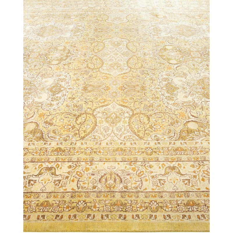 Overton Hand Knotted Wool Traditional Oriental Green Area Rug - 9' x 12'