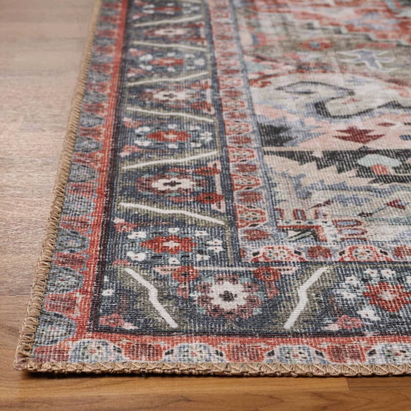 Superior Mesa Rustic Medallion Border Indoor Area Rug or Runner