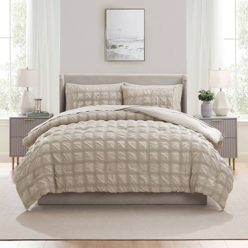Empyrean Modern Comforter Seer Sucker - Oatmeal - King