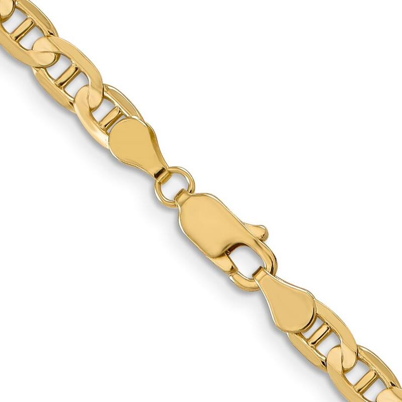 Curata 14k Yellow Gold 4.5mm Concave Mariner Anchor Chain Bracelet