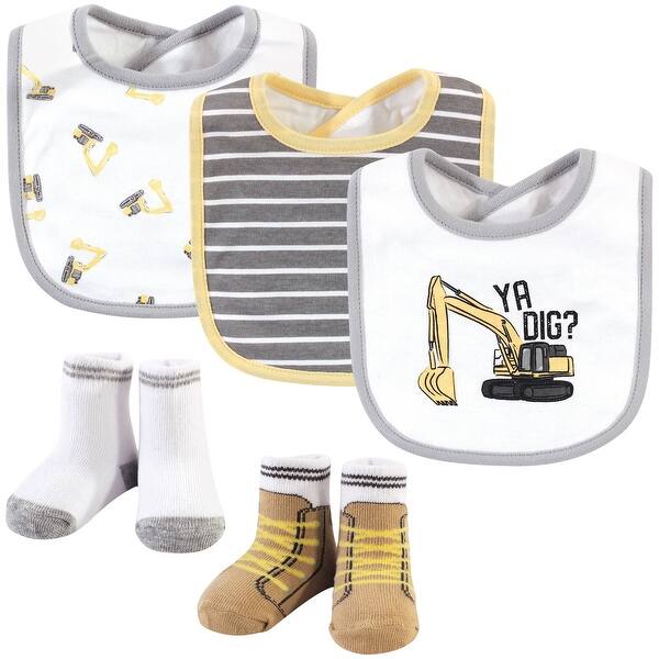 slide 1 of 1, Hudson Baby Infant Boy Cotton Bib and Sock Set, Ya Dig, One Size - Ya Dig - One Size One Size - Ya Dig