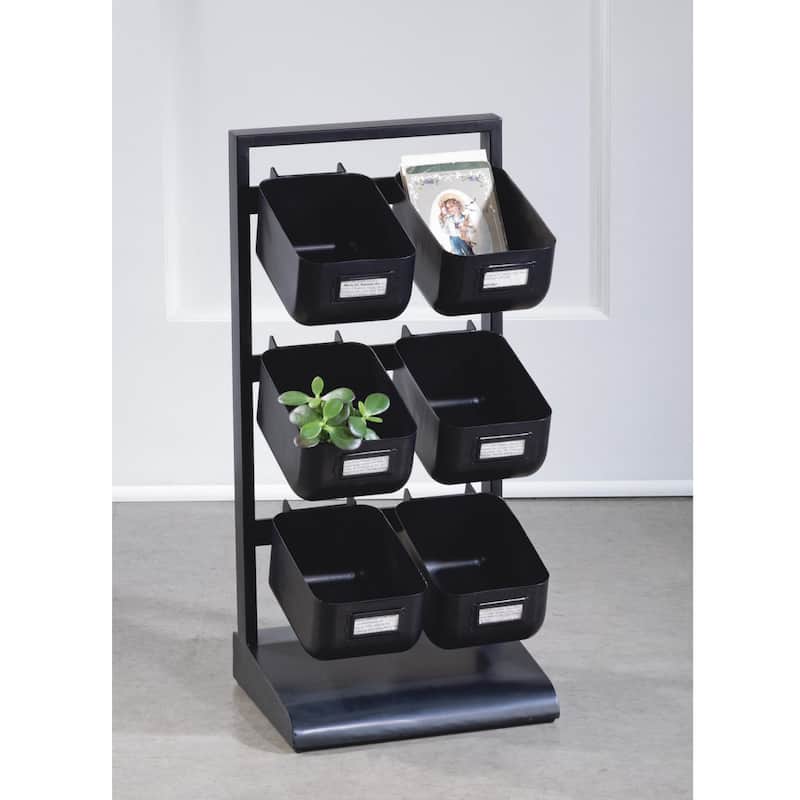 6 Bin Black Metal Tabletop Organizer