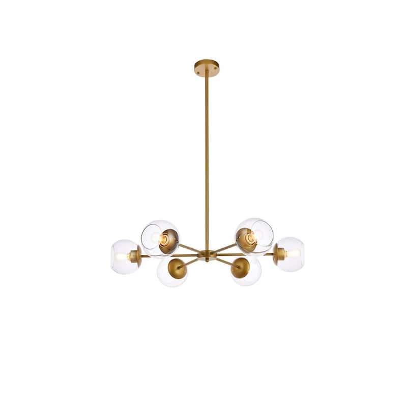 Brooke 30 inch Pendant with Clear Shade - N/A - Brass