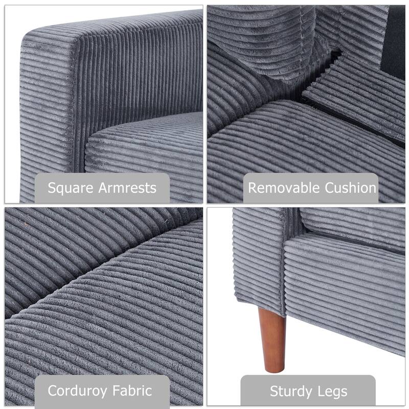 82.7" Sofas for Living Room, Comfy Love Seat Couches, Corduroy Loveseat Sofa,, Easy Assembly for Small Spaces