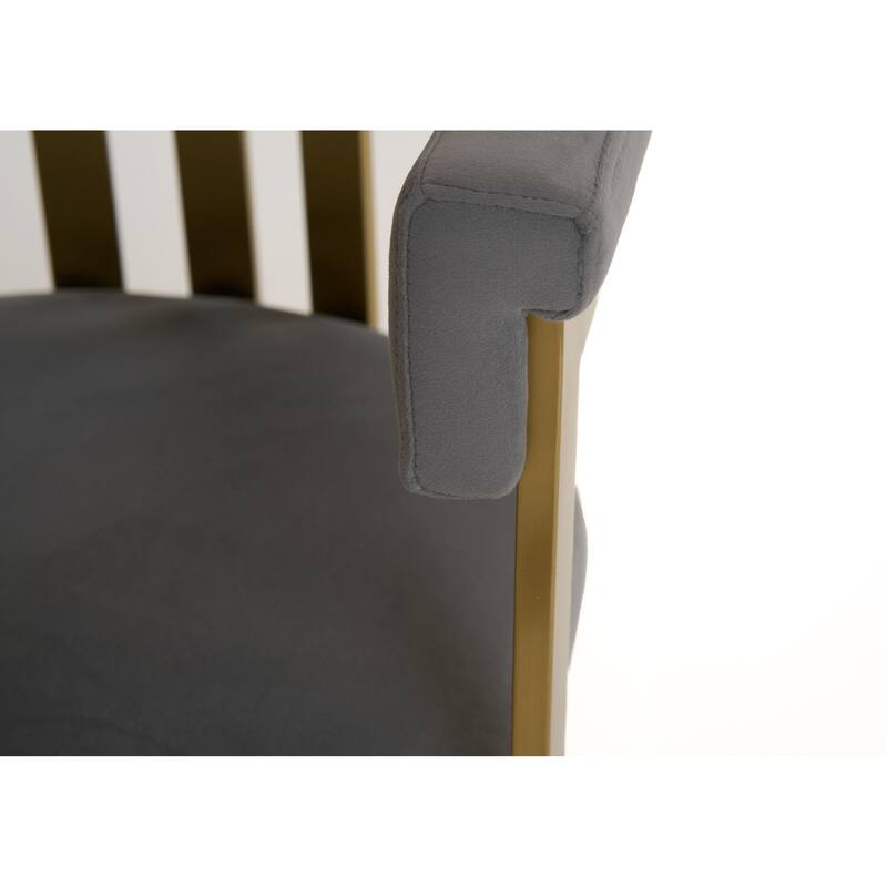 Modrest Pontiac Modern Grey Velvet & Champagne Gold Dining Chair