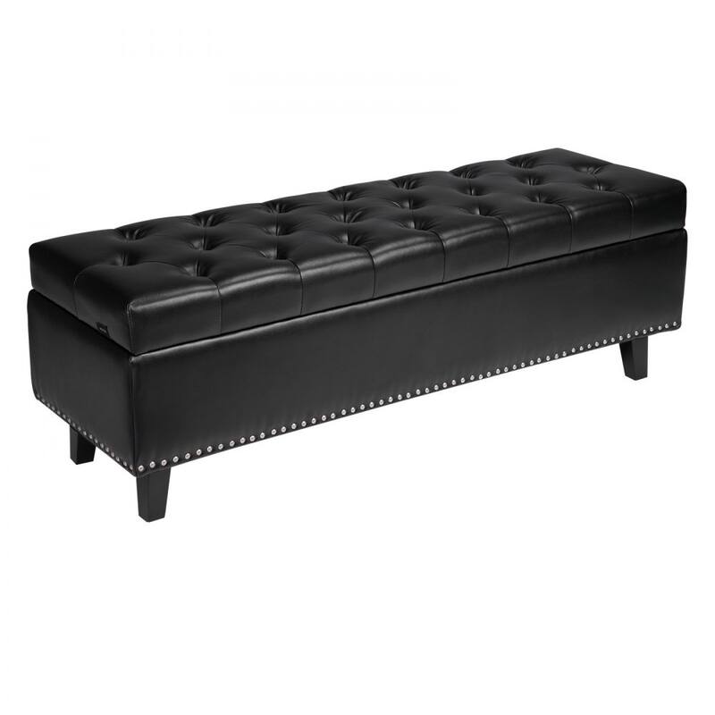 Modern PU Leather Storage Ottoman Bench with Spacious Hidden Storage and Comfortable Cushion - 51.37”L x 16.33”W x 17.33”H