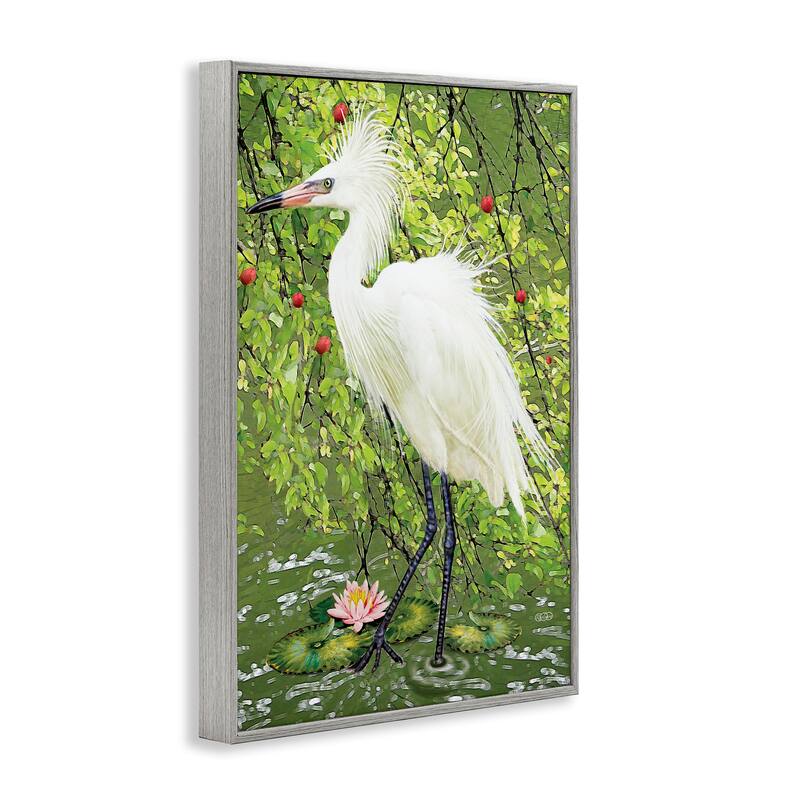 Stupell Sophisticated Heron in Pond Shore Framed Giclee Art Design By Rosiland Solomon