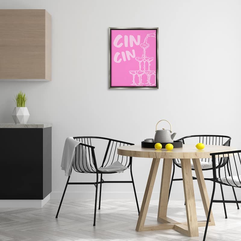 Stupell Pink Champagne Tower Framed Floater Canvas Wall Art Design By House of Lulu