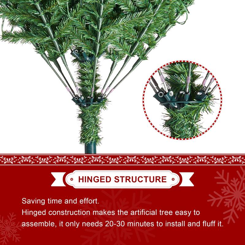 Glitzhome 7.5ft Pre-Lit Green Slim Fir Christmas Tree with 400 LED Lights