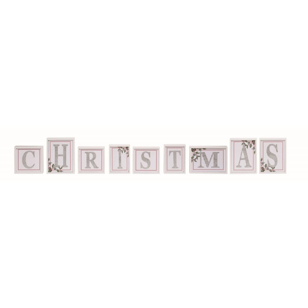Transpac Wood 54.13 in. Off-White Christmas Letter Decor Set of 9