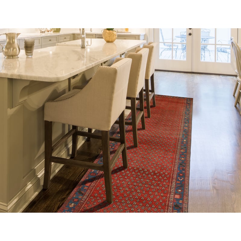 Fine Vintage Distressed Hashem Red/Blue Runner - 3'6" x 16'8"