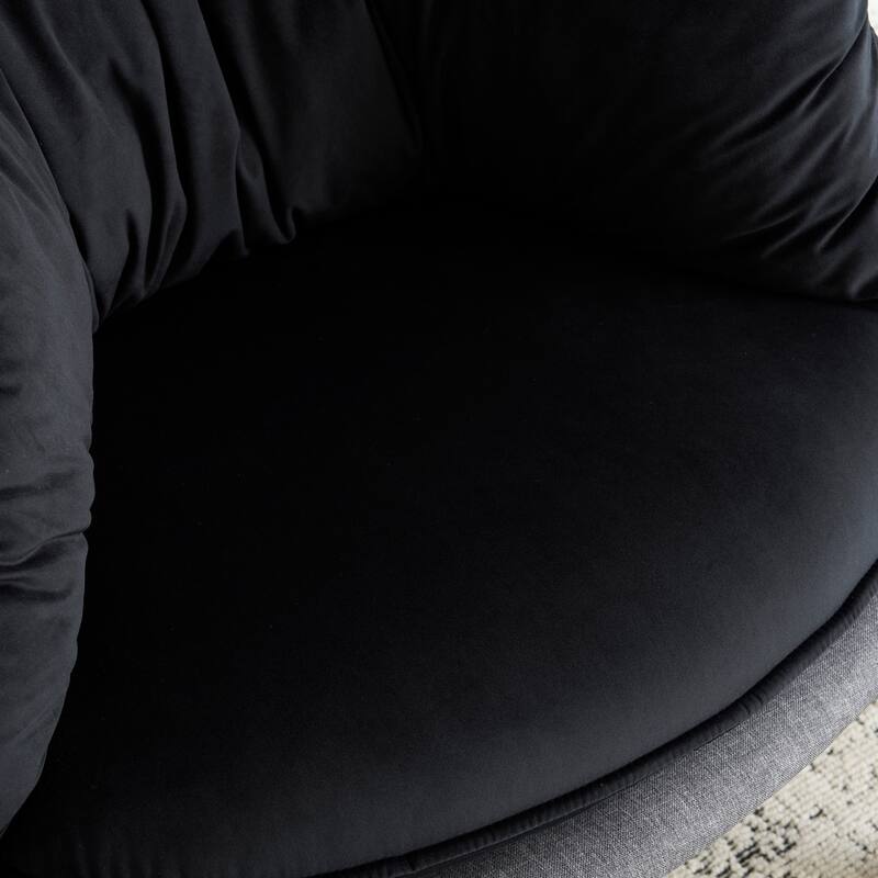Modern Velvet Accent Chair with Wooden Frame and Black Metal Legs for Living Room or Lounge Seating - 27.4"L x 27"W x 29.1"H
