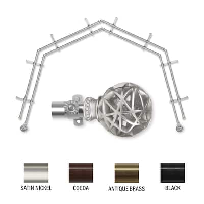 InStyleDesign Emerson 13/16" 4-Sided Double Bay Window Curtain Rod