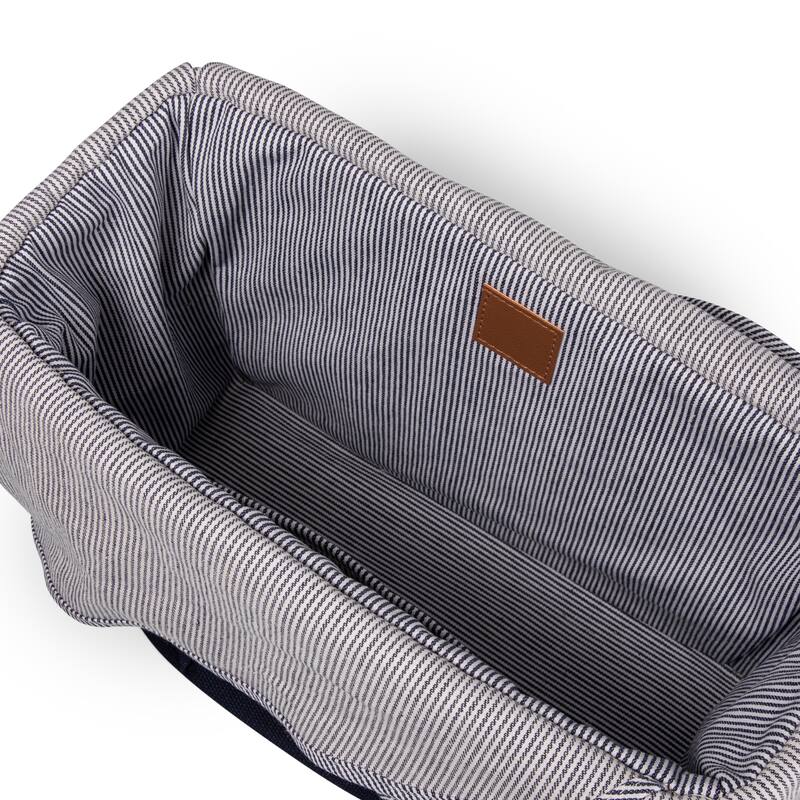 Picnic Time Parisian Picnic Basket Tote, (Beige with Navy Blue Accents)