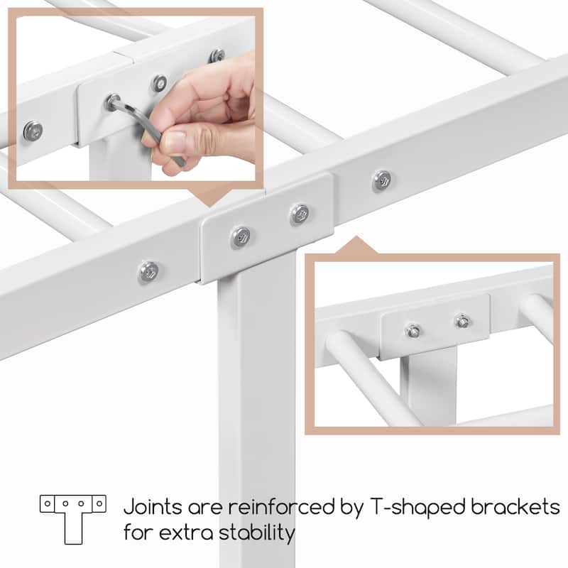 Yaheetech Classic Iron Bed Metal Bed Frames with High Headboard