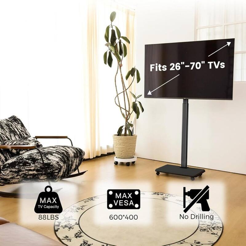 Mobile TV Cart Rolling TV Stand