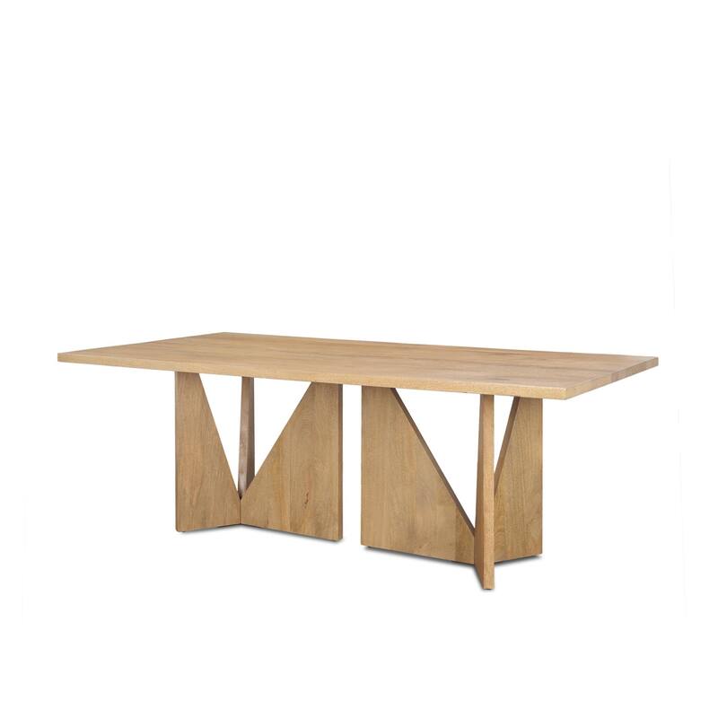 Tarro 84" Rectangular Brown Wood w/ Geometrical Base Dining Table - 84.0L x 42.0W x 30.0H