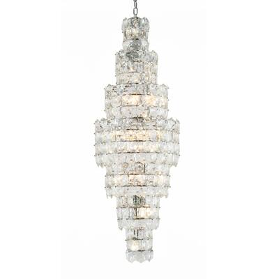 7 Tier Chrome Frame Chandelier with Clear Hanging Crystals
